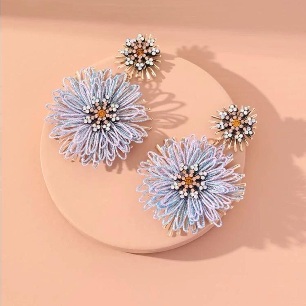 Rhinestone flower earrings